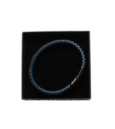 PULSERA PIEL NEGRA/AZUL