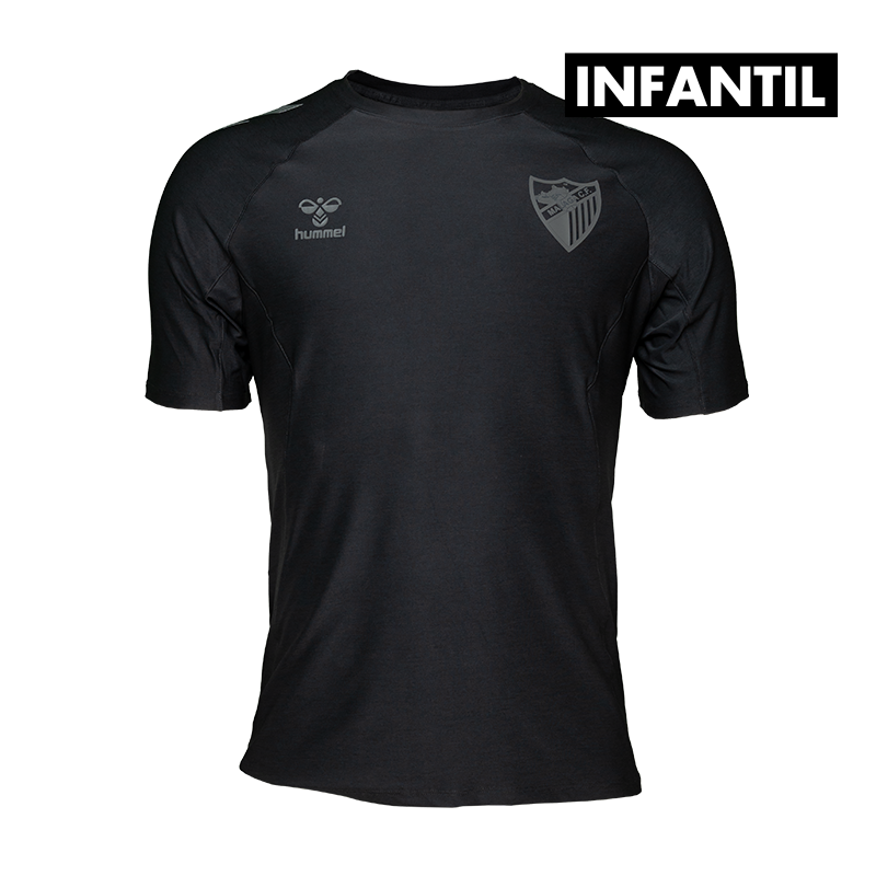 CAMISETA TRAVEL NEGRO MALAGA CF 2025/26 -INFANTIL-