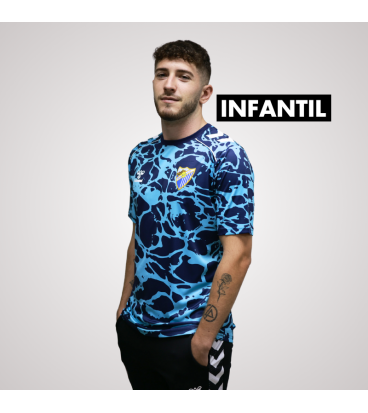 MALAGA CF OFFICIAL PREMATCH NAVY BLUE T-SHIRT 2025/26 -JUNIOR-
