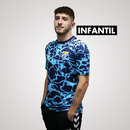 MALAGA CF OFFICIAL PREMATCH NAVY BLUE T-SHIRT 2025/26 -JUNIOR-