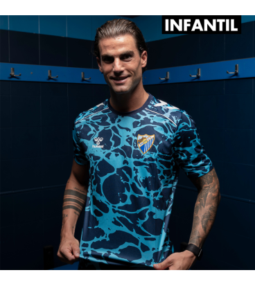 MALAGA CF OFFICIAL PREMATCH NAVY BLUE T-SHIRT 2025/26 -JUNIOR-