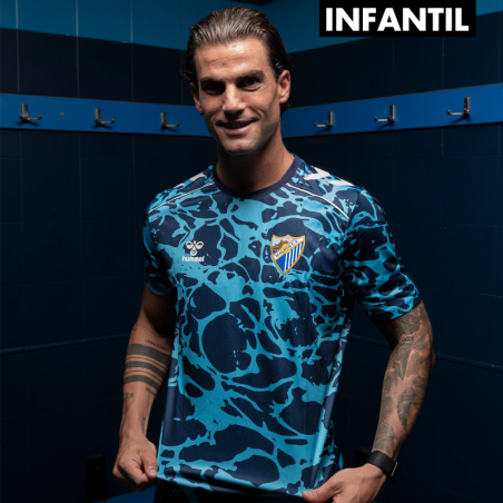 MALAGA CF OFFICIAL PREMATCH NAVY BLUE T-SHIRT 2025/26 -JUNIOR-