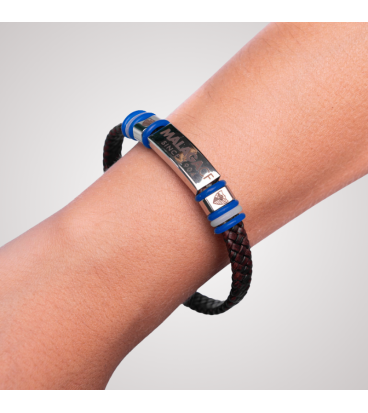 PULSERA ACERO Y CUERO MALAGA CF