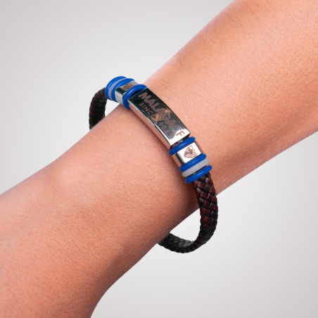 PULSERA ACERO Y CUERO MALAGA CF