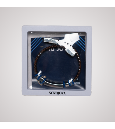 PULSERA ACERO Y CUERO MALAGA CF