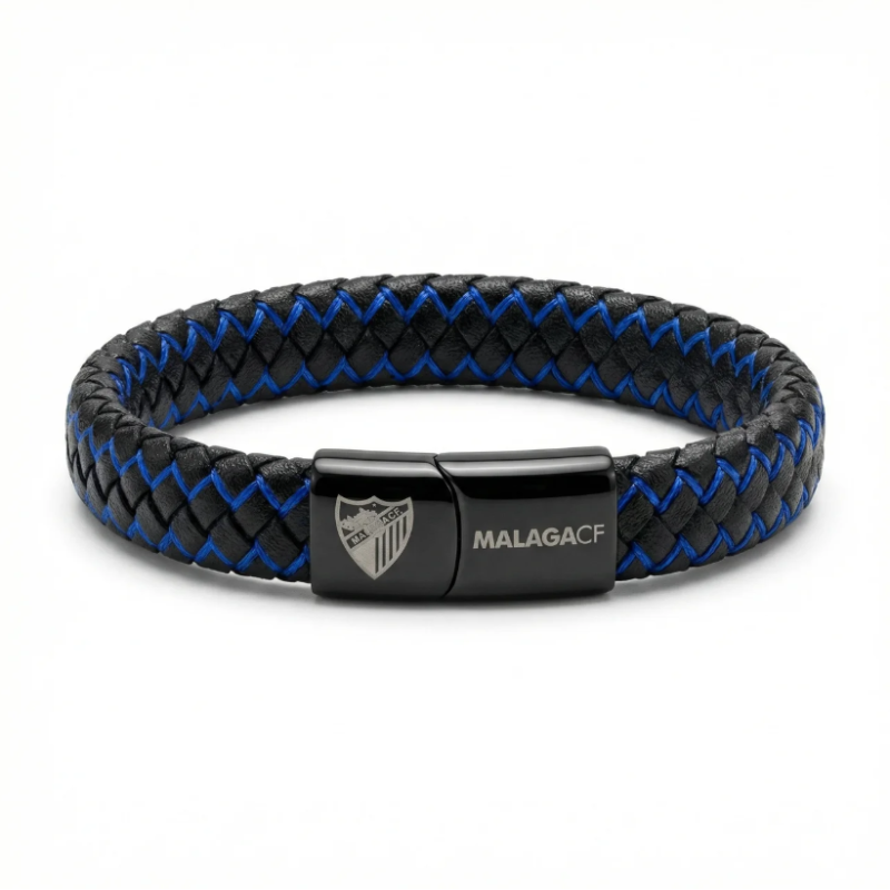 PULSERA PIEL NEGRA/AZUL MALAGA CF