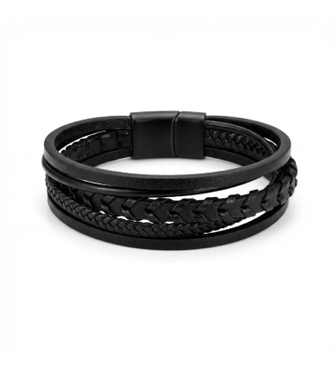 PULSERA PIEL NEGRA MALAGA CF