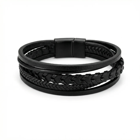PULSERA PIEL NEGRA MALAGA CF
