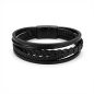 BLACK LEATHER BRACELET MALAGA CF
