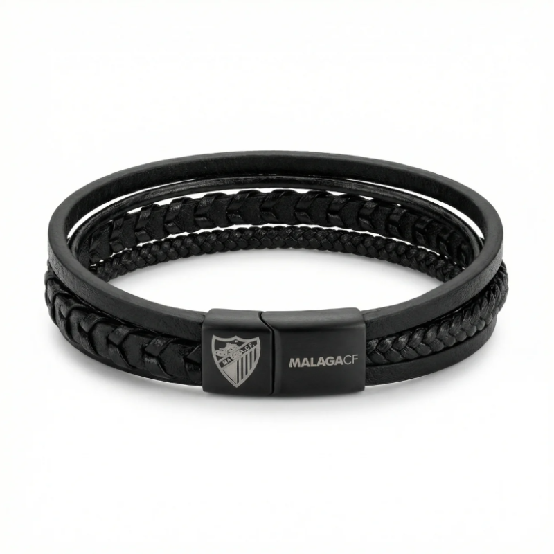 BLACK LEATHER BRACELET MALAGA CF