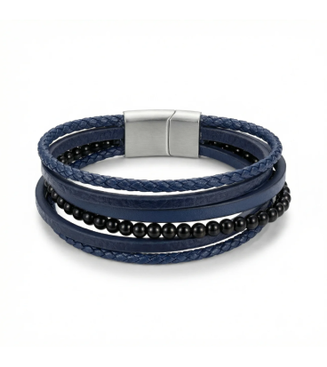 PULSERA PIEL AZUL MALAGA CF