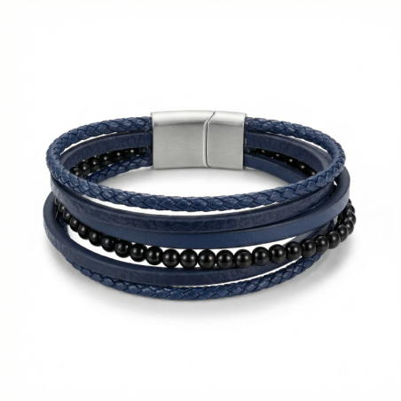 BLUE LEATHER BRACELET MALAGA CF